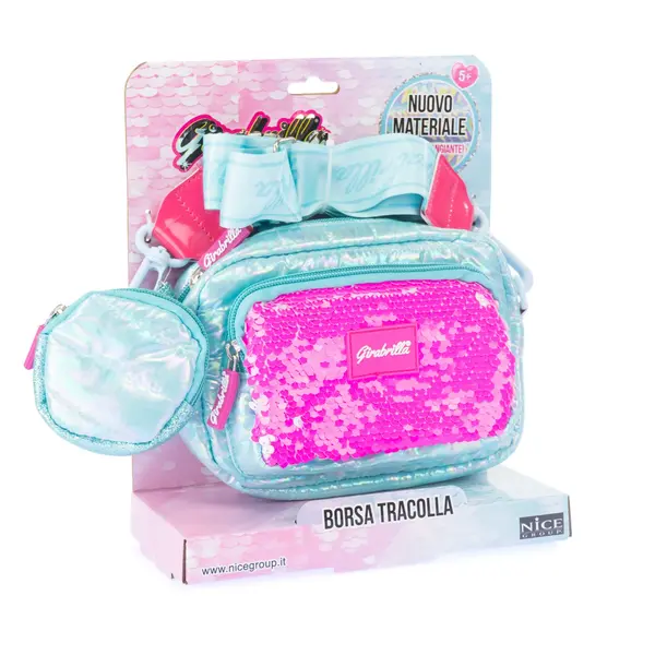 Geanta clutch si portofel monede Girabrilla - matlasata, cu paiete reversibile Tiffany