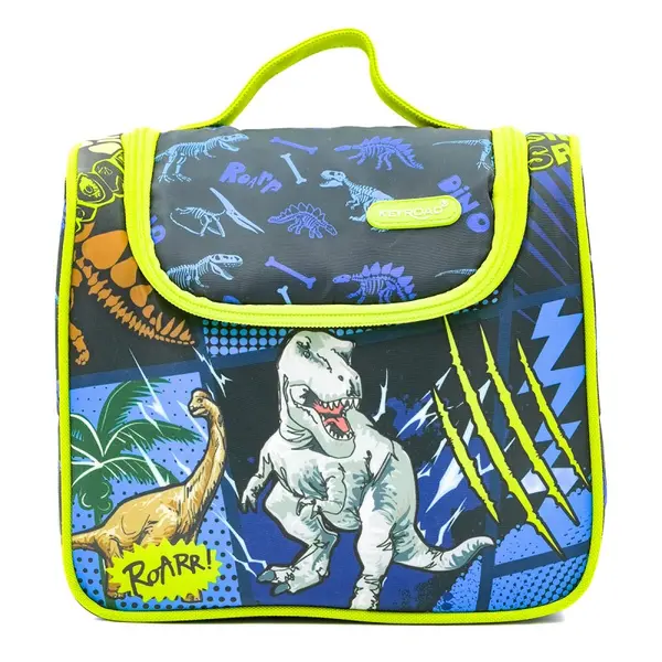 Geanta copii pentru pranz, 1 compartiment,model dinozauri, 22x20x12 cm