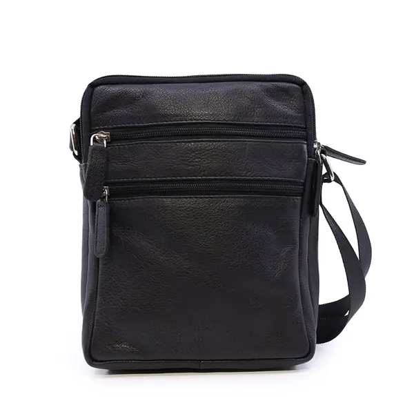 Geantă crossbody bărbați Benvenuti neagră din piele 263BGEA6533N