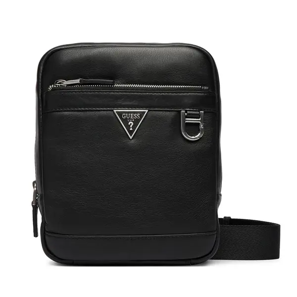 Geantă crossbody bărbați Guess Monaco neagră din piele 921BGEAHMMOSEP6159N