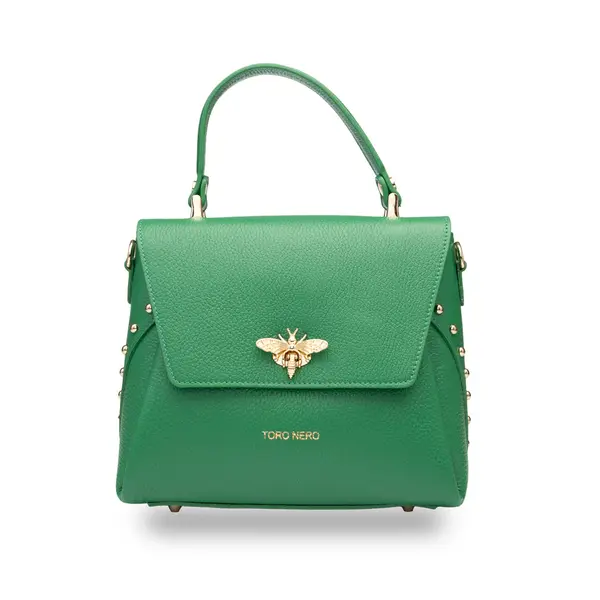 Geanta dama din piele naturala verde Olivia