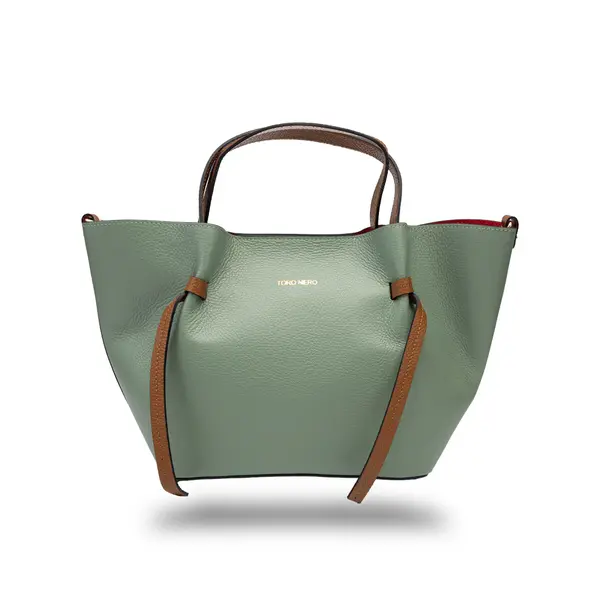 Geanta dama din piele naturala verde salvie Loretta