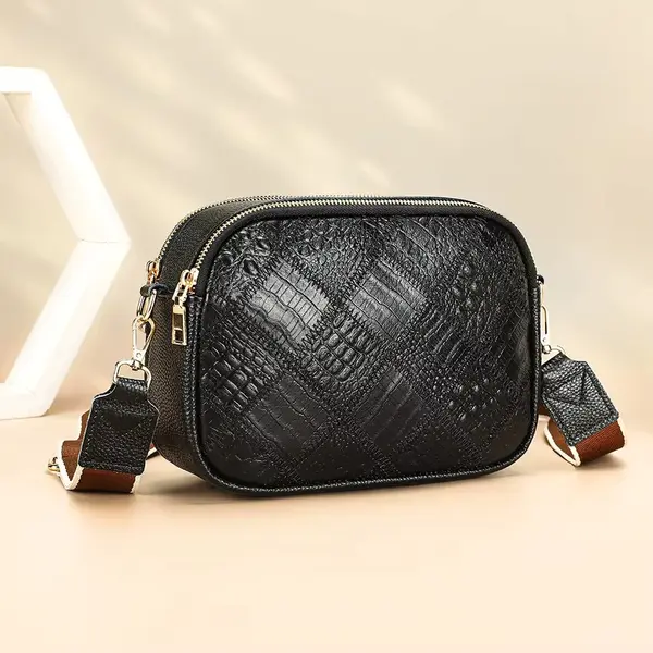 Geanta de dama, Doriana GT3816, piele naturala, Negru