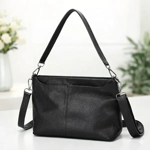 Geanta de dama, Isolda GT3822, piele naturala, Negru