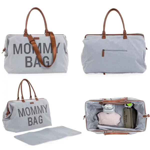 Geanta de infasat Childhome Mommy Bag Panza Oxford gri