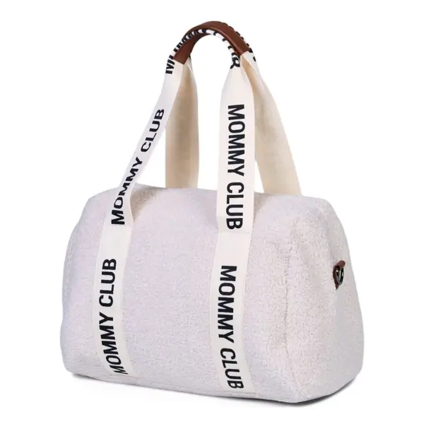 Geanta de infasat Childhome Mommy Club Signature Teddy Offwhite