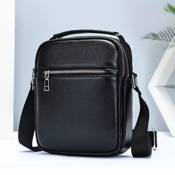 Geanta de umar pentru barbati, Alexander GT3810, piele naturala, Neagra