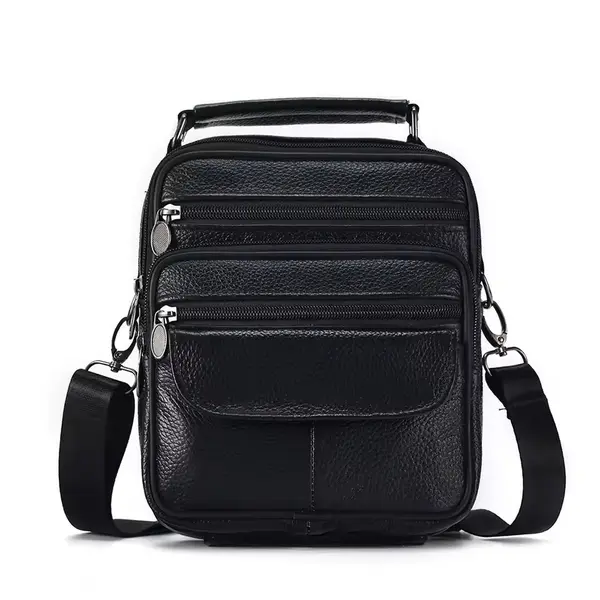 Geanta de umar pentru barbati, Oriol GT3262, piele naturala, Negru