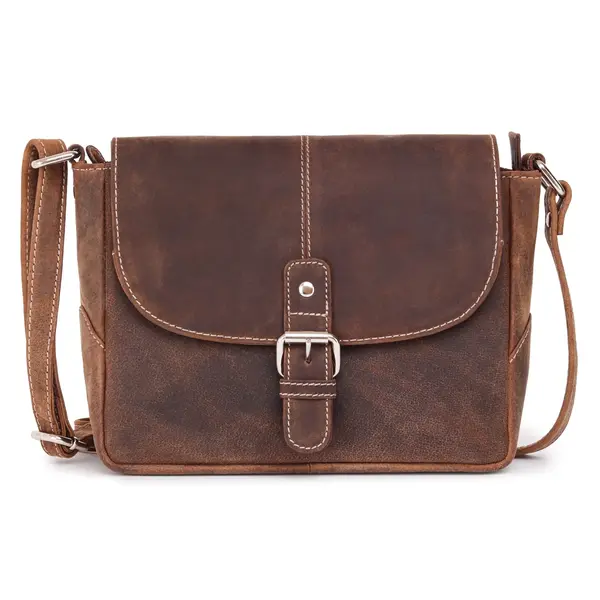 Geanta de umar unisex, Gabriele GT3868, piele naturala, Maro inchis