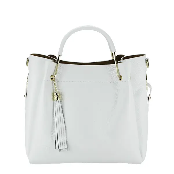 Geanta din piele naturala Ariana 123, 33x30x13 cm, Alb