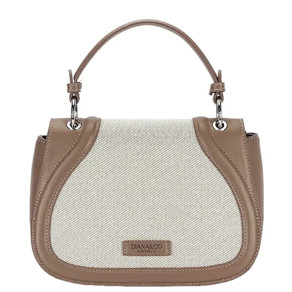 Geanta eleganta maro taupe cu insertie textila bej DHJ943-2 17