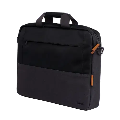 Geanta laptop Trust Lisboa 16inch, 2 compartimente, material POM, RPET Polyester, RPET, volum 2.1 L, Negru