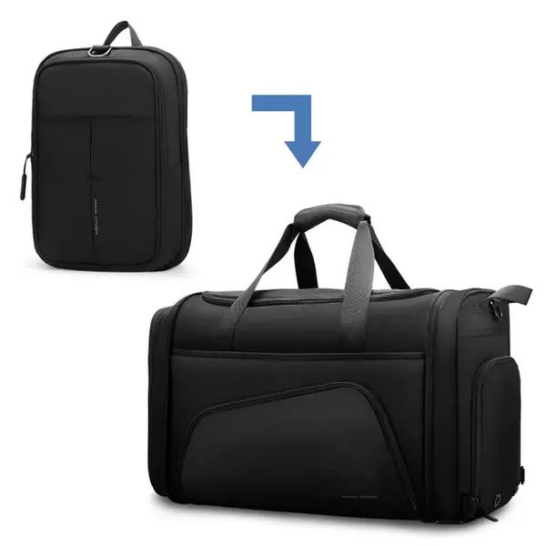 Geanta Mark Ryden extensibila pentru calatorie sau sala, full impermeabila, compartiment separat pentru incaltaminte si produse umede, multifunctionala, 3 modalitati de purtare, negra