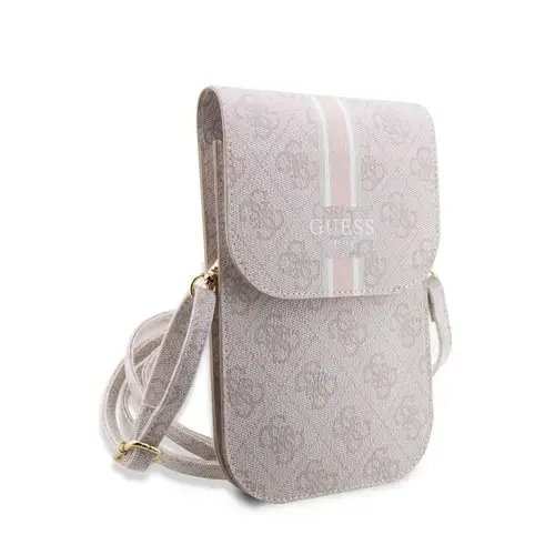 Geanta pentru Telefon Guess PU 4G Printed Stripes, Piele Eco, Universal (Roz)
