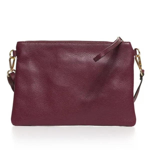 Geanta plic crossbody bordo, din piele naturala