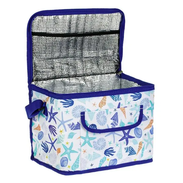 Geanta termoizolanta pentru alimente si bauturi,imprimeu scoici,30x20x24 cm,14 litri