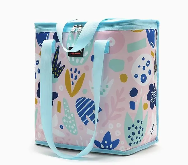 Geanta termoizolanta pentru alimente si bauturi,model flori,32x20x35 cm