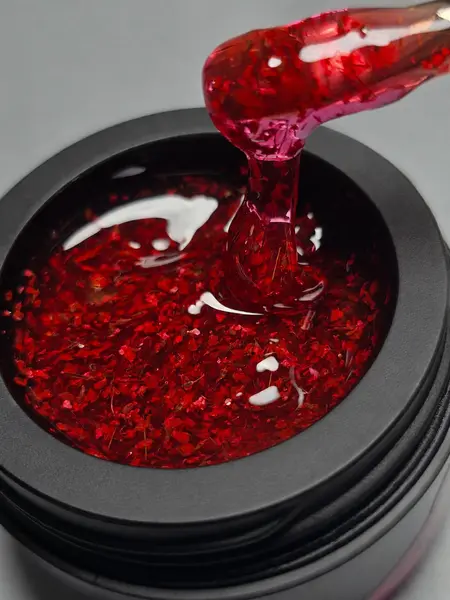 Gel Autonivelant Everin Petal Stories Pink Petal Rain 15gr - Gel Roșu-Roz cu Inserții Florale