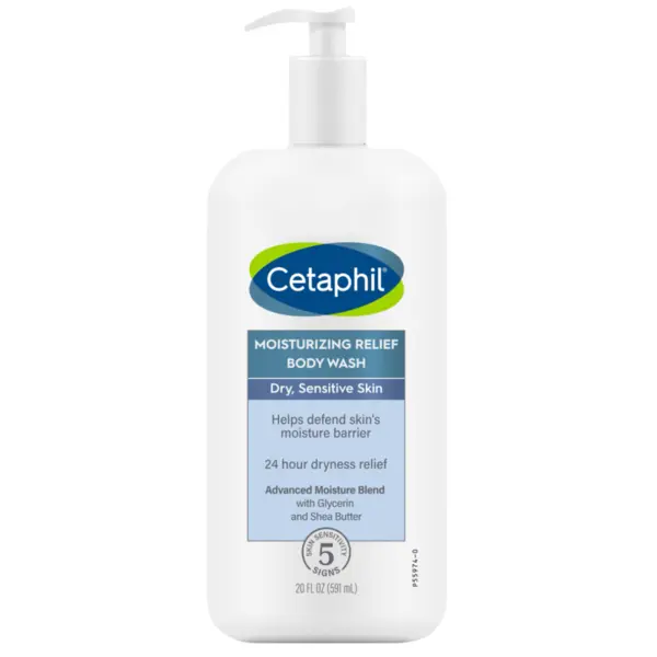 Gel de Curatare, Cetaphil, Moisturizing Relief Body Wash, Hidratare Intensa, pentru Pielea Uscata si Sensibila, fara Parfum, 591ml