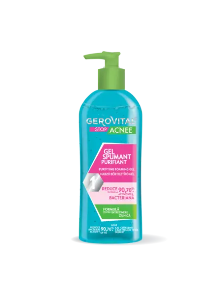 Gel De Curățare Spumant Cu Acid Salicilic Pentru Ten Mixt, Gras, Acneic, Gerovital Stop Acnee, 150 Ml