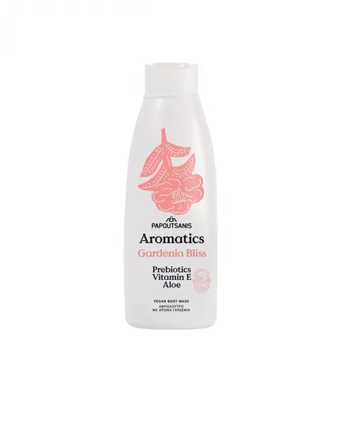 Gel de dus 100 vegan Aromatics Gardenia Bliss cu prebiotice si vit E 650 ml