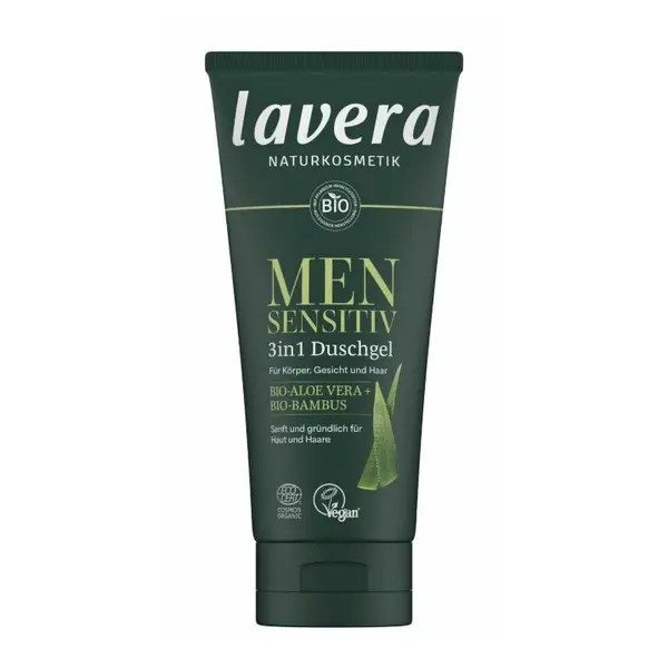 Gel de dus 3 in 1 Men Sensitive cu aloe vera si bambus ecologic 200ml Lavera