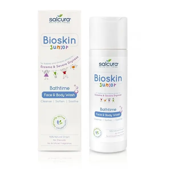 Gel de dus Bioskin Junior fata si corp pt bebelusi si copii piele uscata cu eczeme Salcura 200 ml