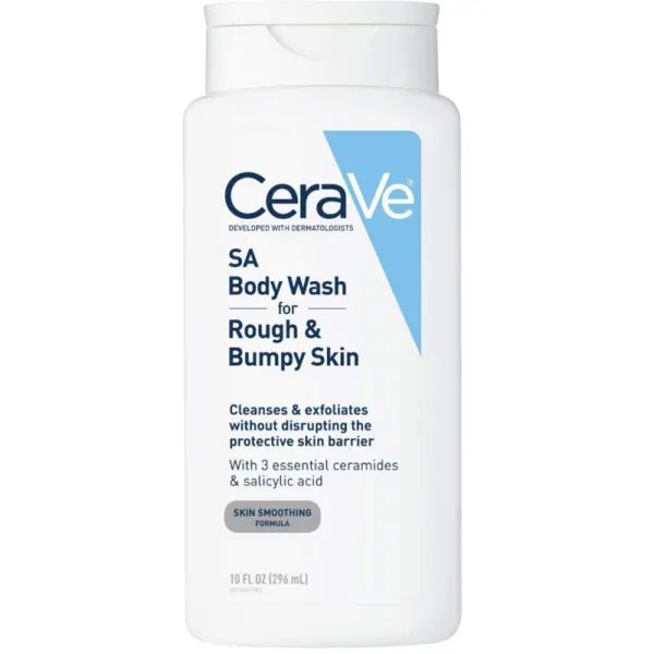 Gel de Dus, CeraVe, Rough & Bumpy Skin, pentru Corp, cu Acid Salicilic, fara Parfum, cu Actiune Exfolianta, 296ml