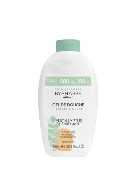 Gel de dus cu eucalipt si bergamota Plaisir Nature, 600ml, Byphasse