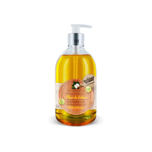 Gel de dus cu Floare de Bumbac Surgras fara sapun, 500ml, Les Petites Bains de Provence