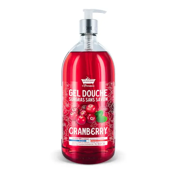 Gel de dus cu Merisoare Surgras fara sapun, 1l, Les Petites Bains de Provence