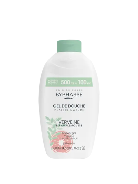 Gel de dus cu verbina si grapefruit Plaisir Nature, 600ml, Byphasse