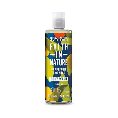 Gel de dus natural energizant cu grapefruit si portocala, 100ml, Faith in Nature