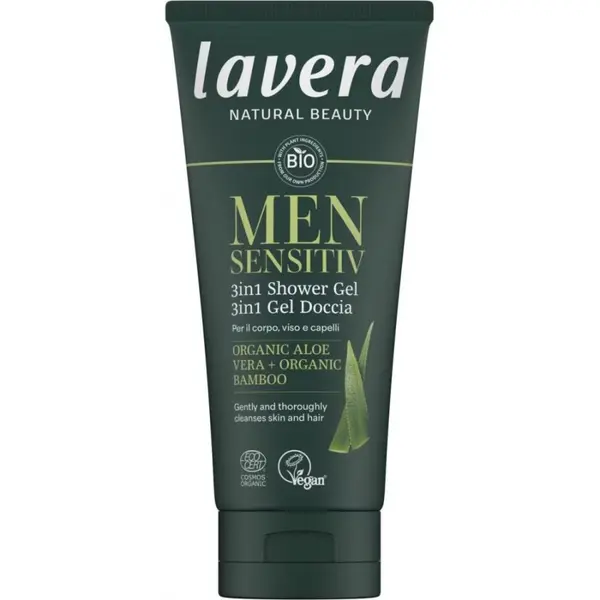 Gel de dus sensitiv 3 in 1 cu aloe vera bio si bambus bio pentru barbati - 200 ml