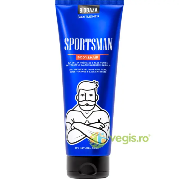 Gel de Dus si Sampon 2 in 1 pentru Barbati cu Aloe Vera si Extract de Portocala Dulce si Salvie Sportsman 220ml