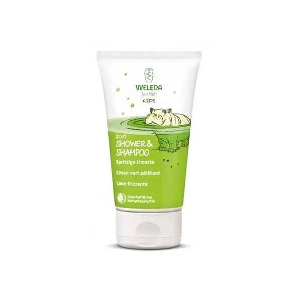 Gel de Dus si Sampon 2 in 1, Weleda, Kids, cu Ulei de Susan pentru Hidratare, Aroma Lime, 150ml