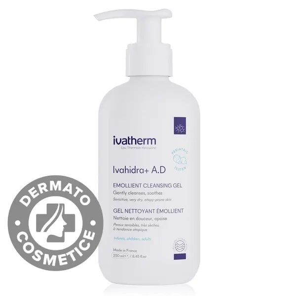 Gel de spalare emolient Ivahidra+ A.D, 250ml, Ivatherm