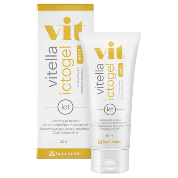 Gel de spalare pentru ten gras si acneic Vitella Ictogel, Benemedo | 50 ml