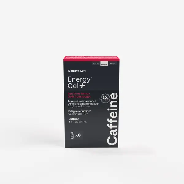 Gel energizant cu cafeină, efect de peste 3 ore, fructe roșii, Energy Gel + x6