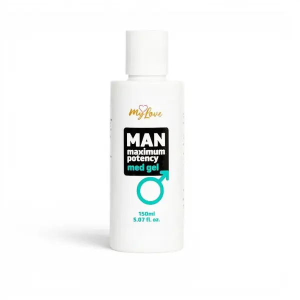 Gel intim MYLOVE Man Maximum Potency Med Gel, pentru creșterea potenței și lubrifiere, cu miros de cafea, 150 ml