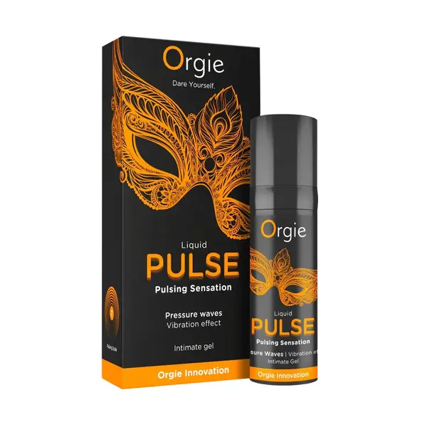 Gel intim stimulant ORGIE – Liquid Pulse, efect pulsatoriu și furnicături intense, aromă Ice Caramel, 15 ml