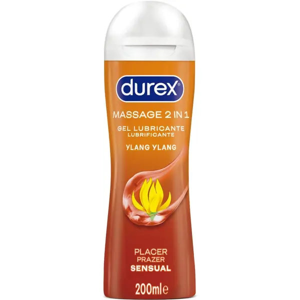 Gel lubrifiant Durex – Ylang Ylang Sensual Massage, pentru masaj și stimulare senzuală, aromă de ylang-ylang, 200 ml