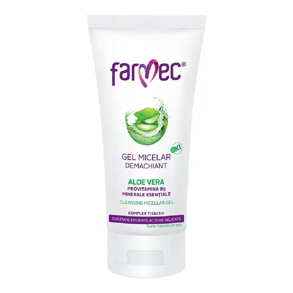 Gel micelar demachiant Aloe Vera, 100 ml, Farmec