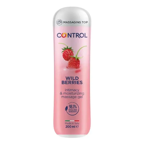 Gel pentru masaj și lubrifiant CONTROL Wild Berries, capac cu bile de masaj, aromă de fructe de pădure, 200 ml