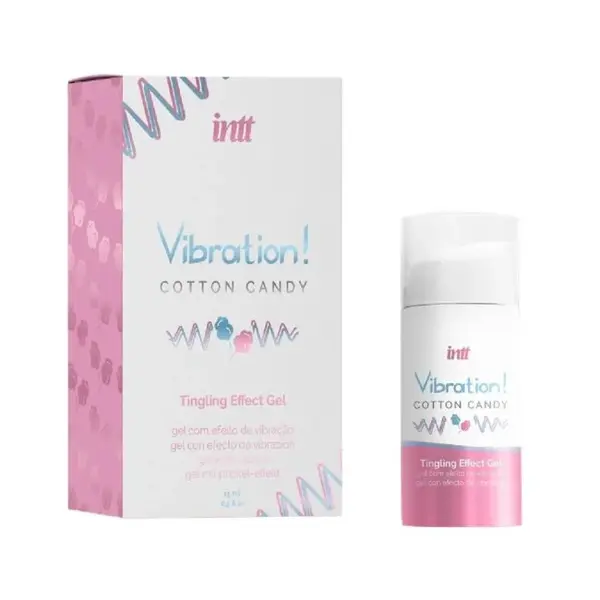 Gel pentru stimulare si excitare INTT Vibration! COTTON CANDY , cu efect de incalzire, ALB, Unisex, 15 ml