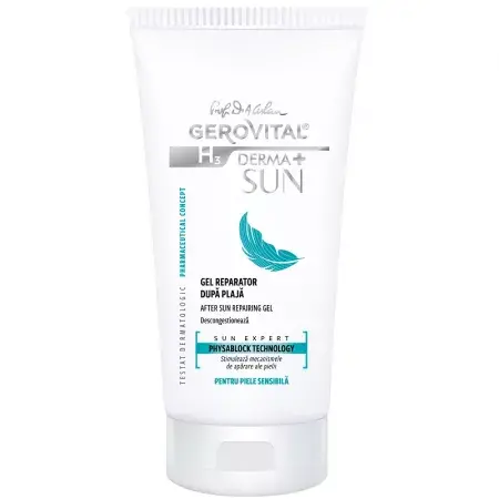 Gel reparator dupa plaja H3 Derma+ Sun, Gerovital , Farmec | 150 ml