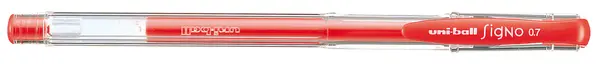 Gel roller Uniball Signo – Rosu fluorescent, 0.7 mm