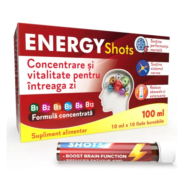 Gelee Royale Energy Shots B Vitamins, 10 fiole, Justin Pharma