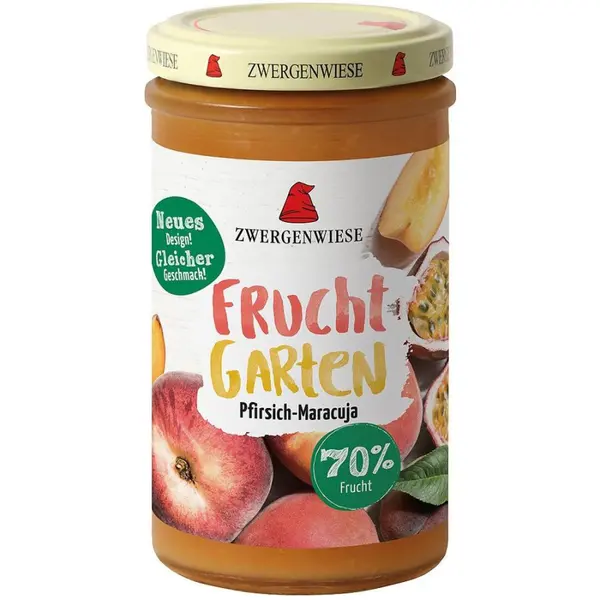 Gem de piersici si maracuja indulcit cu nectar de agave fara gluten, eco - 225 g