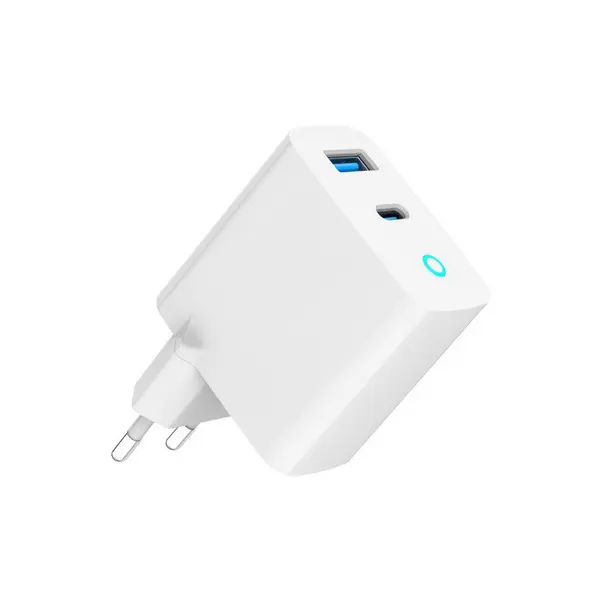 GEMBIRD Alimentator retea 220V GEMBIRD, Universal, 1 x USB Type-C D 30W, 1 x USB-A 3.0 QC 30W, Indicator LED, Tehnologie GaN, Alb
